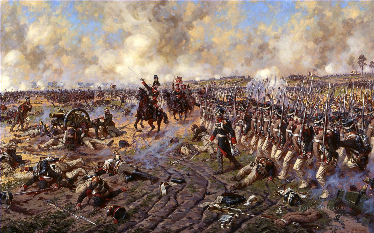 ボロジノ・ユリエヴィチ・アヴェリヤノフの戦いにおけるピーター・バグラチオン軍事戦争油絵